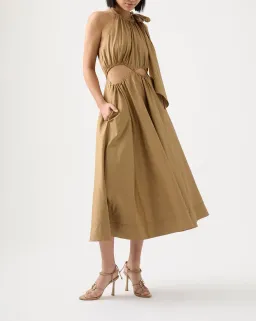 Aje Henriette Tie Strap Midi Dress Brown Size 6 / XS for rent on The Volte - image 1