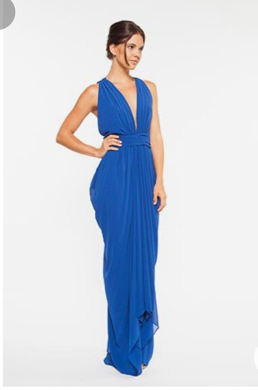 Carla Zampatti Waterfall Dress Blue Size 8 for rent on The Volte - main image