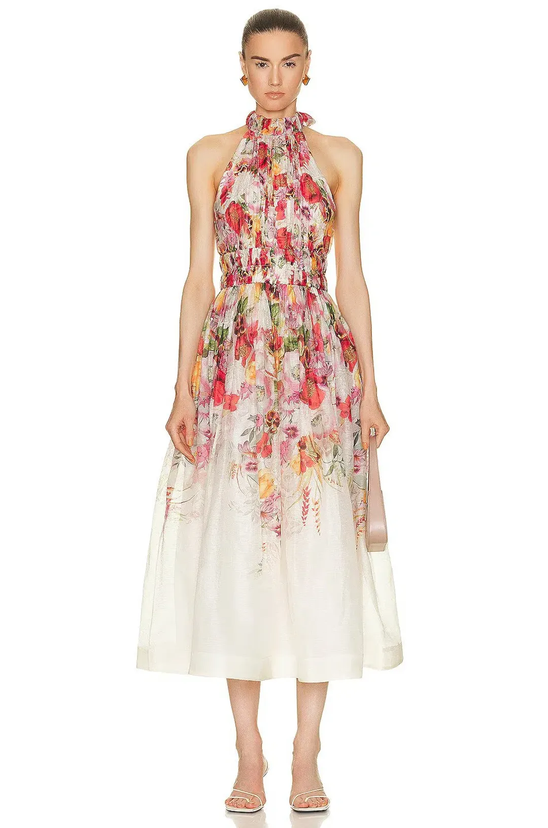 Zimmermann The Wonderland Halter Dress in Elka Poppy Ivory Print Size 1 /Au 10 for rent on The Volte - main image