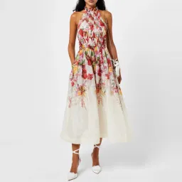 Zimmermann The Wonderland Halter Dress in Elka Poppy Ivory Print Size 1 /Au 10 for rent on The Volte - image 4