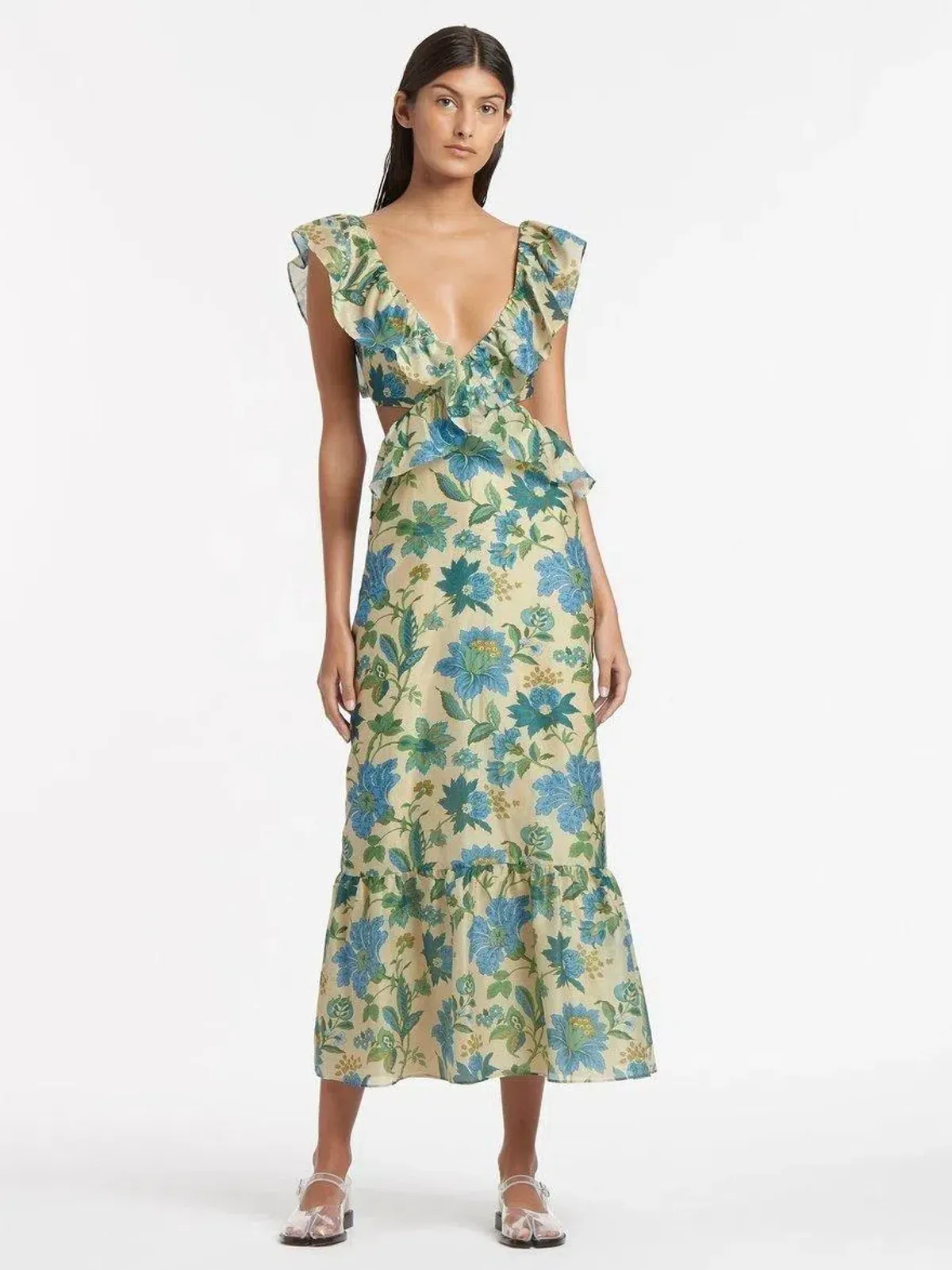 Sir the Label Celia Frill Midi Dress in Marguerite Size 3 / AU 12 for rent on The Volte - main image