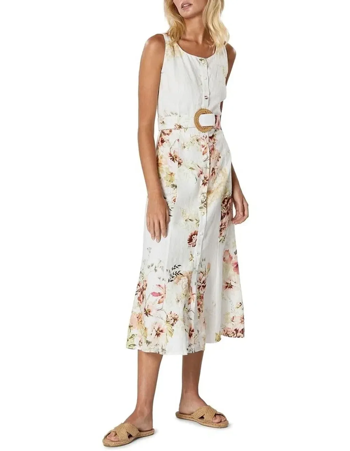 Winona Delphiniums Button Midi Dress Floral Size 6 - Image 1