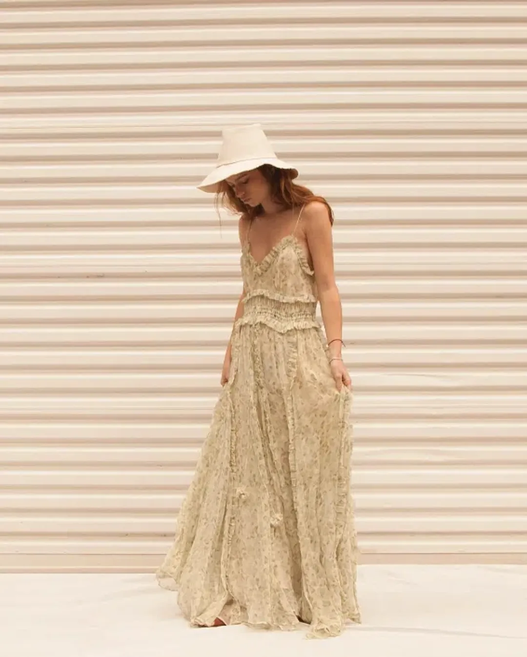 Lee Mathews Nina Crinkle Silk Floral Cami Dress Floral Size 12 for rent on The Volte - main image