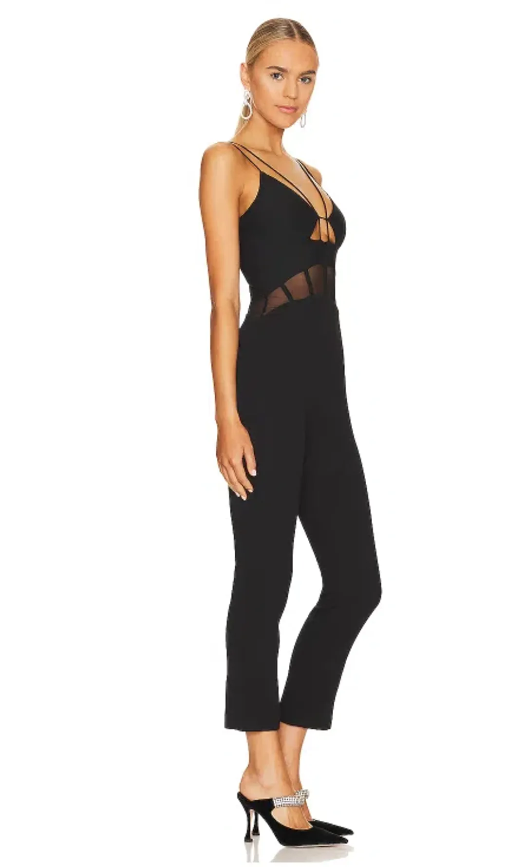 Misha Myrine Bonded Crepe Jumpsuit Black Size 10/M for rent on The Volte - main image
