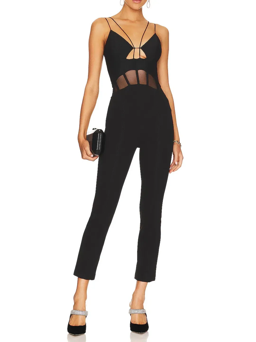 Misha Myrine Bonded Crepe Jumpsuit Black Size 10/M for rent on The Volte - main image
