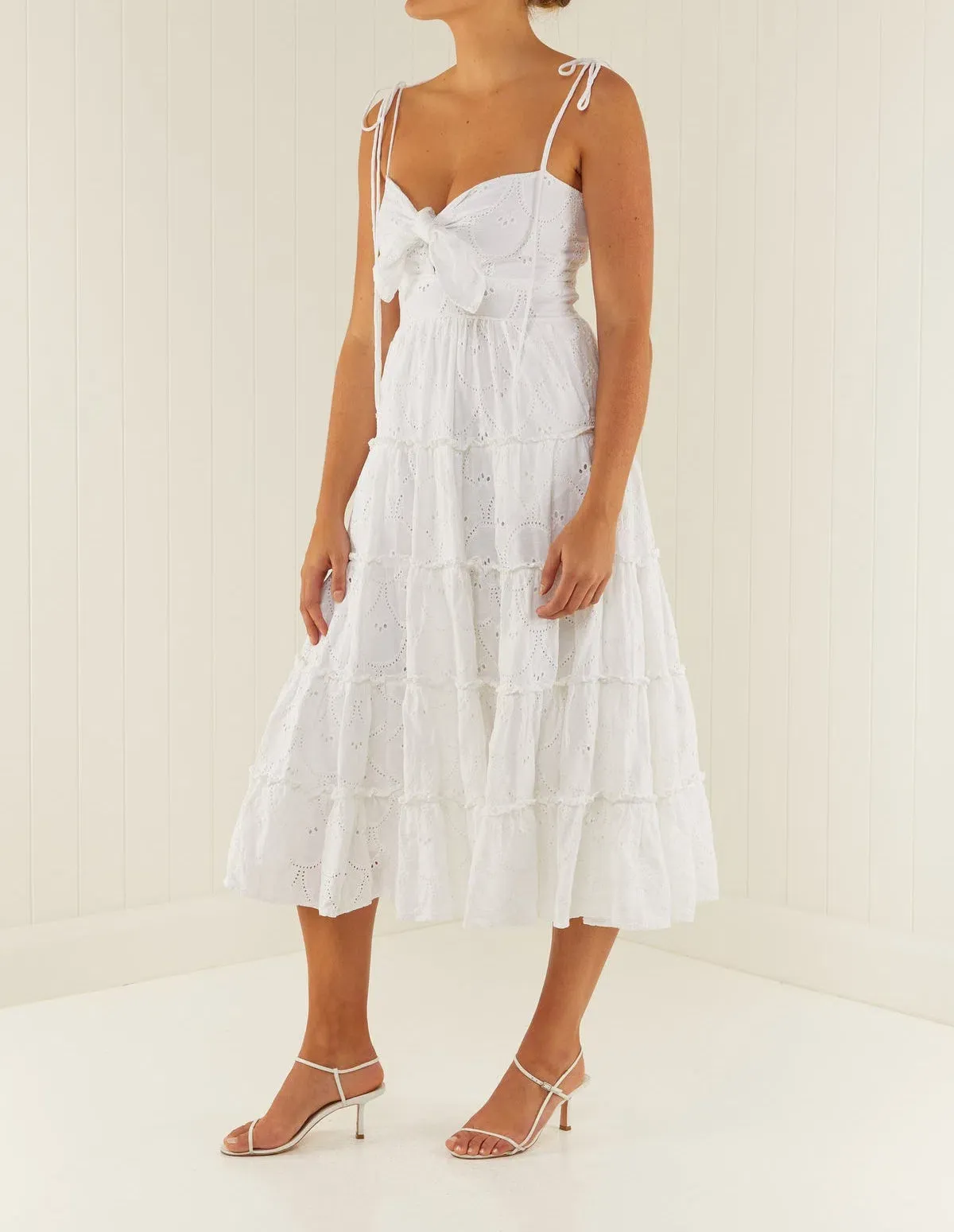 Palm Noosa James Midi Dress in White Linen Size 12 - Image 2