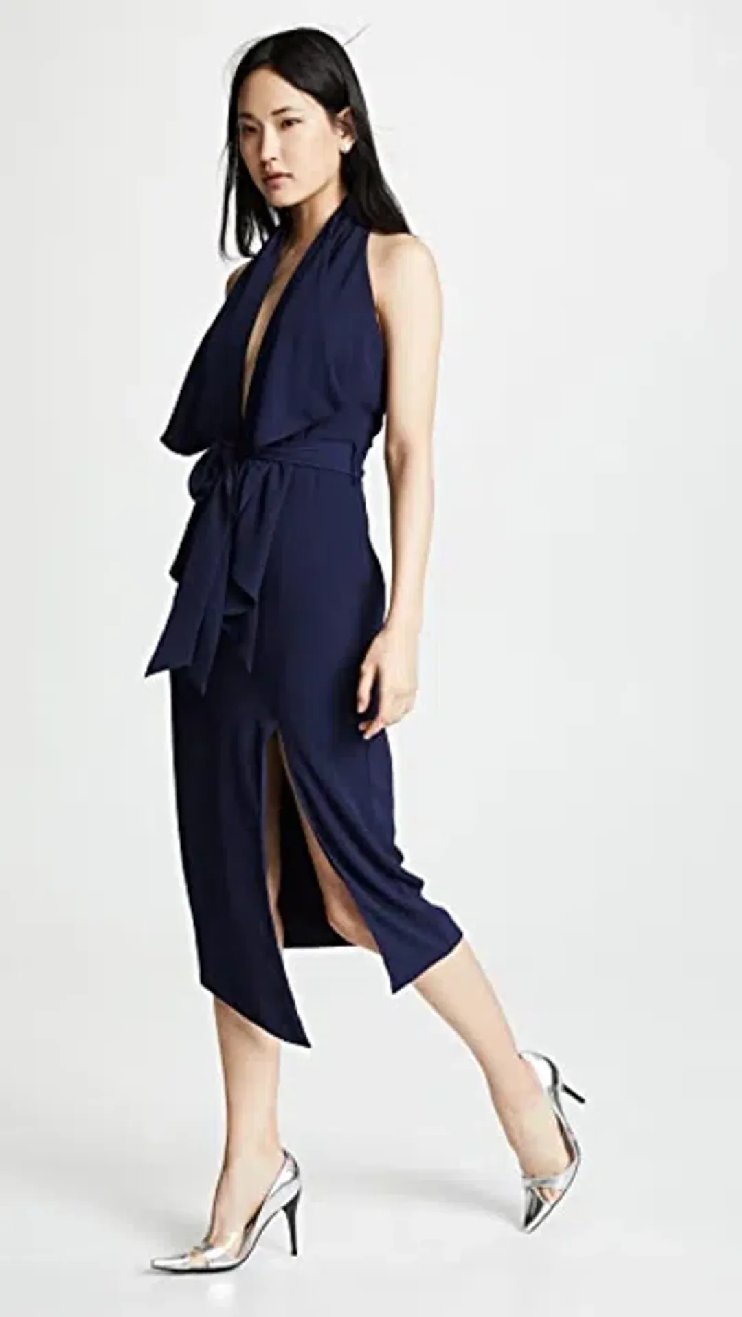 MISHA Lorena Midi Dress in Navy Size 12/L for rent on The Volte - main image