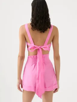Aje Paper Bag Shorts & Tie Back Top Two Piece Set in Pink Size 6 for rent on The Volte - image 4