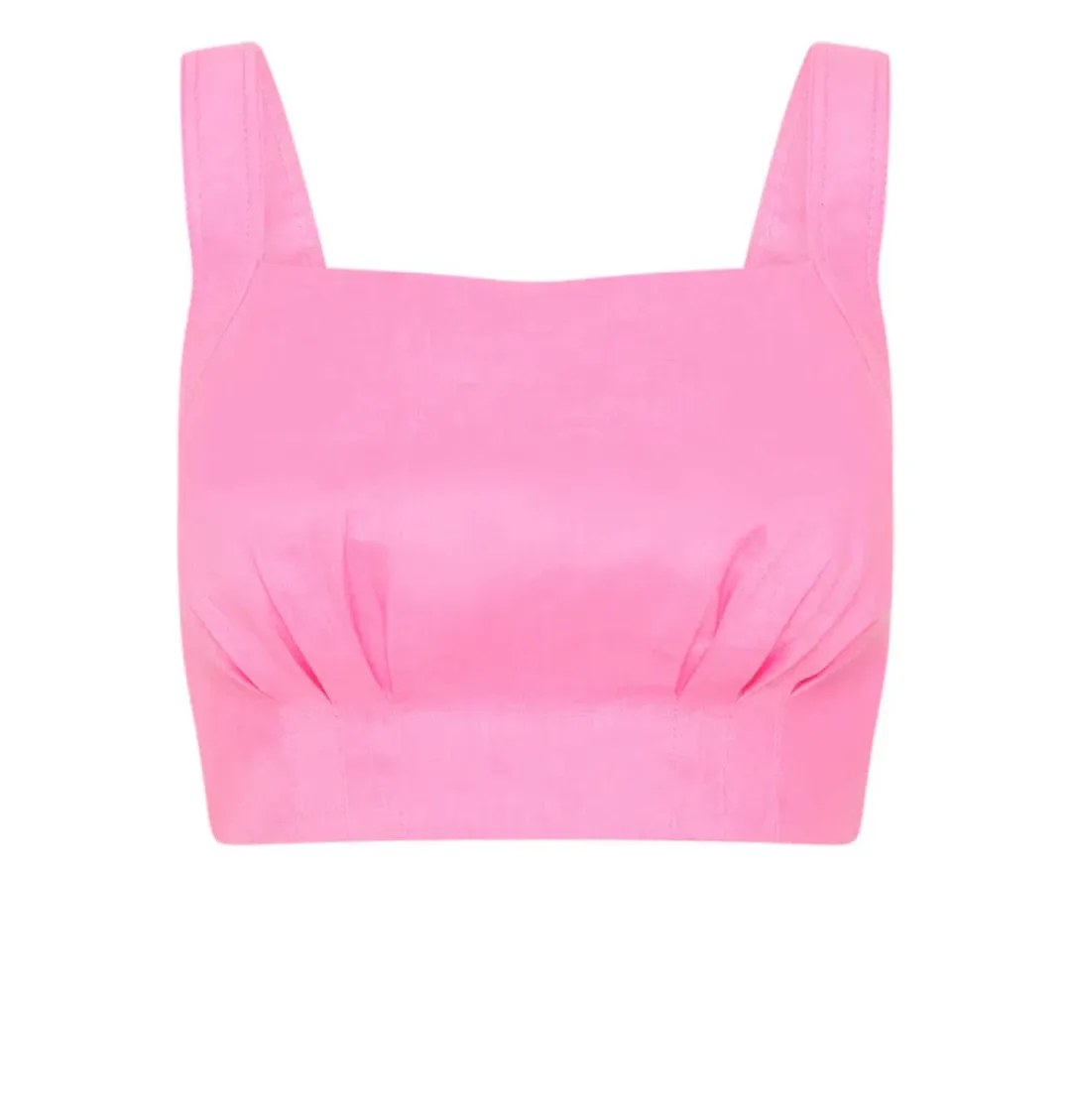 Aje Paper Bag Shorts & Tie Back Top Two Piece Set in Pink Size 6 for rent on The Volte - main image
