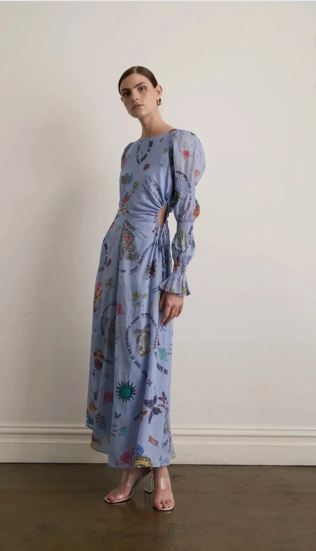 Kate Ford Caracus Cut Out Gown Multi Print Size 10 for rent on The Volte - main image