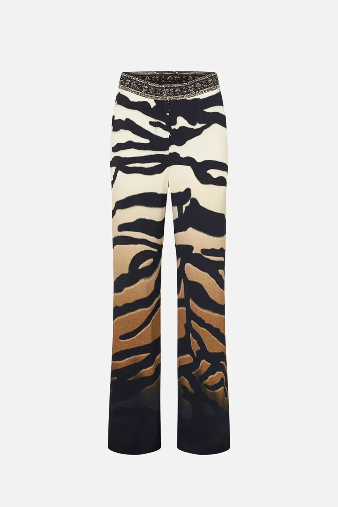 Camilla Full Length Flared Pant Tame My Tiger Print Size L / AU 14 for rent on The Volte - main image