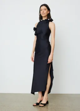 Coperni Asymmetric Flower Gown Floor Length Black Size L/Au 10 for rent on The Volte - image 2