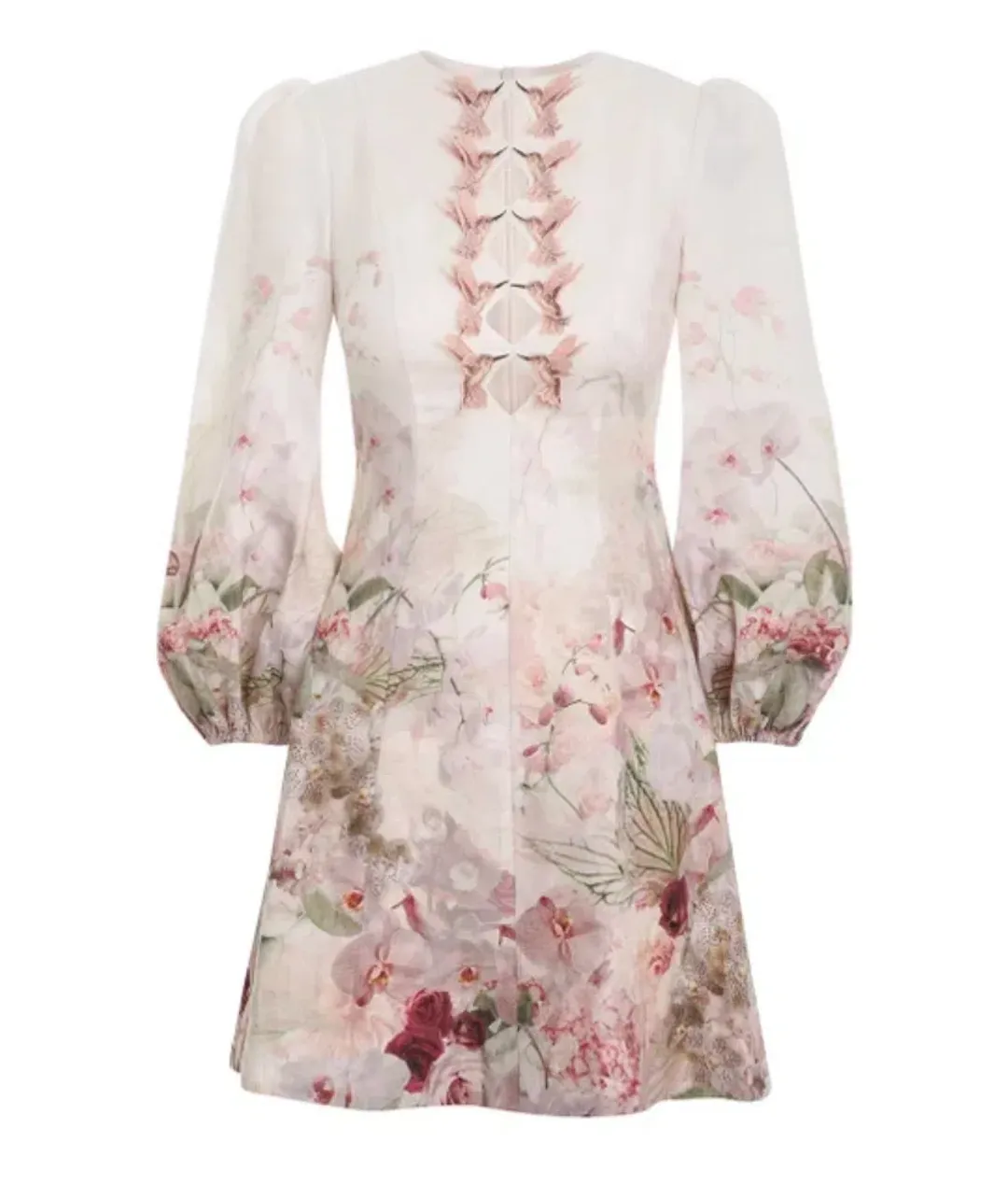 Zimmermann Dancer Hummingbird Mini Dress Alabaster Garden Floral Size 2/Au 12 for rent on The Volte - main image