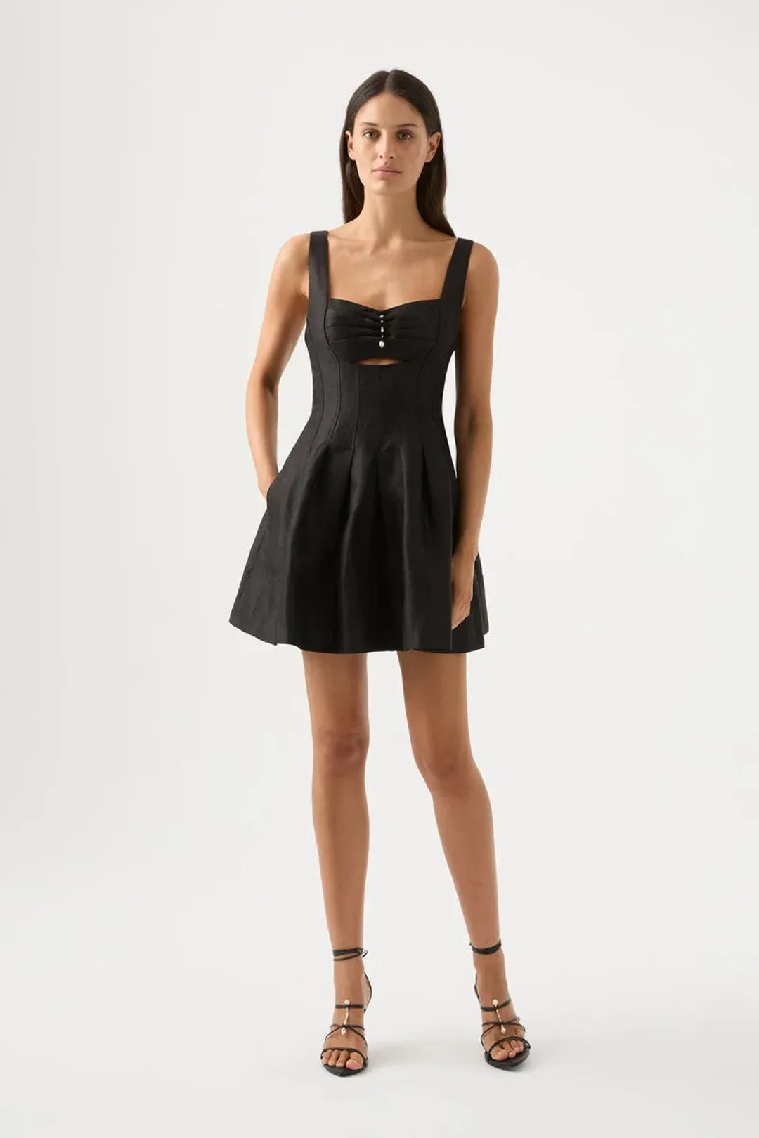 Aje Divinity Pearl Pin Mini Dress Black Size 10 / M for rent on The Volte - main image