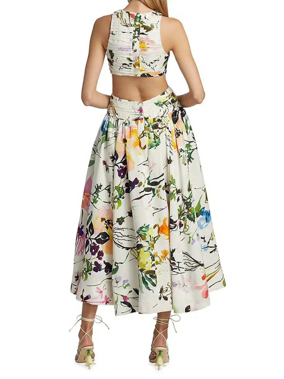 Aje Introspect Cut Out Midi Dress Botanic Floral Size 6 - Image 3