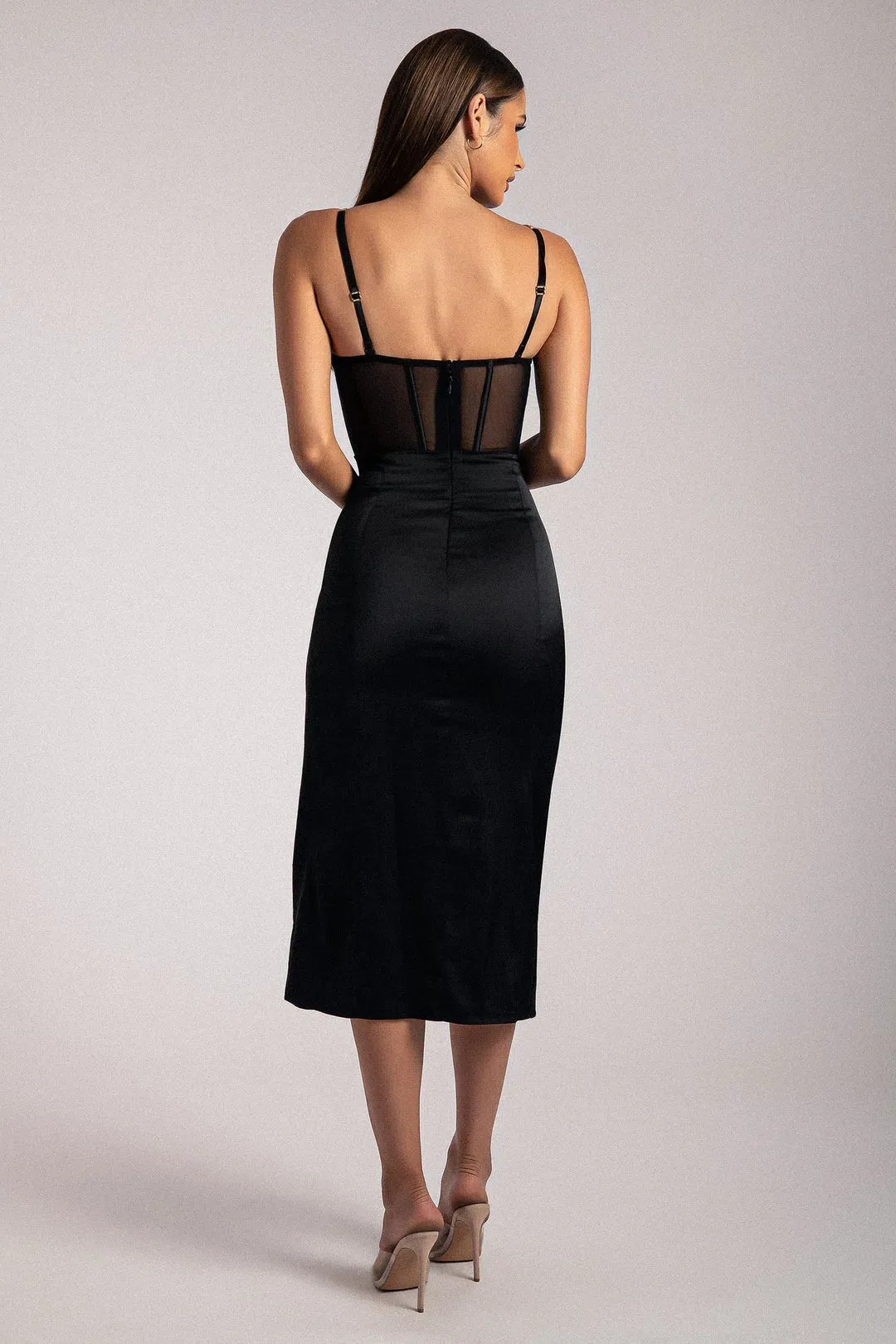 Meshki Talisa Chain Strap Midi Dress in Black Size XS / Au 6 for rent on The Volte - main image