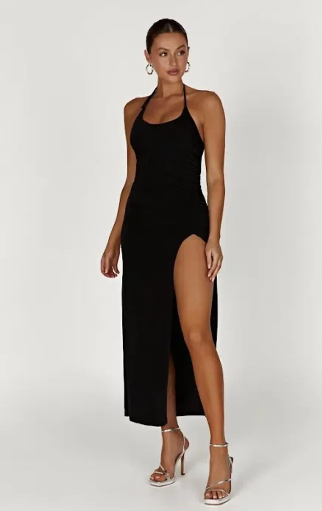 Meshki Allison Jersey Ruched Split Dress Black Size XS / Au 6 for rent on The Volte - main image