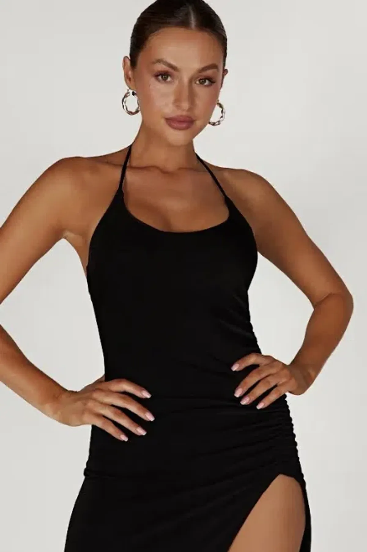 Meshki Allison Jersey Ruched Split Dress Black Size XS / Au 6 - Image 2