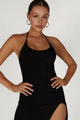 Meshki Allison Jersey Ruched Split Dress Black Size XS / Au 6 for rent on The Volte - image 2