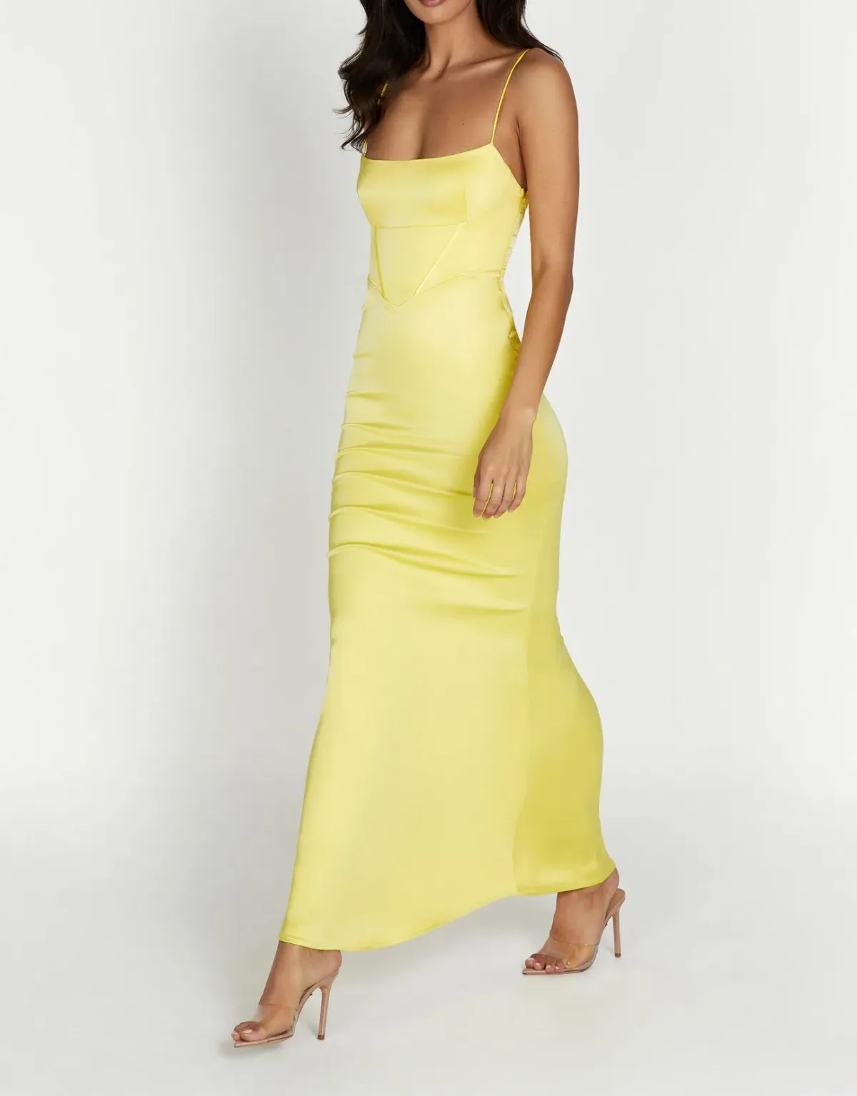 Meshki Desirie Corset Maxi Dress in Lemon Size XS / Au 6 for rent on The Volte - main image