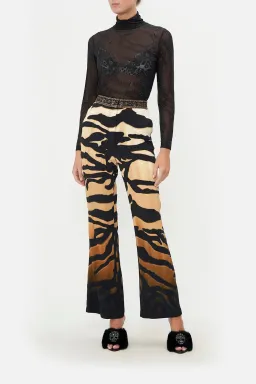 Camilla Jersey Turtleneck Tame My Tiger Black with Camilla Cool For Cats Soft Bra & Camilla Full Length Flared Pant Tame My Tiger (L / AU14) for rent on The Volte - image 1