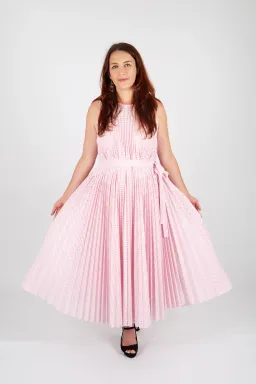 Hugo Boss Belted Stretch Lace Midi Dress Pastel Pink Size 10 for rent on The Volte - image 5