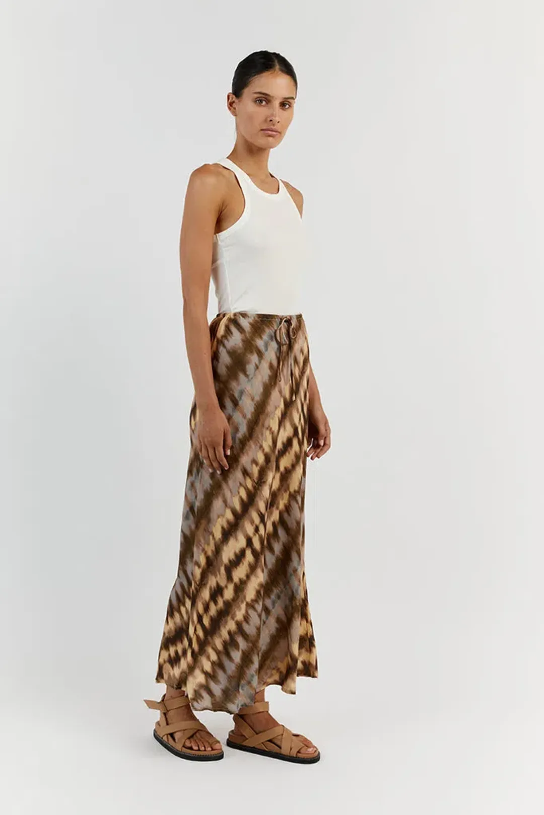 Dissh Gabi Drawstring Midi Skirt Tie Dye Multi Size AU 10 for rent on The Volte - main image