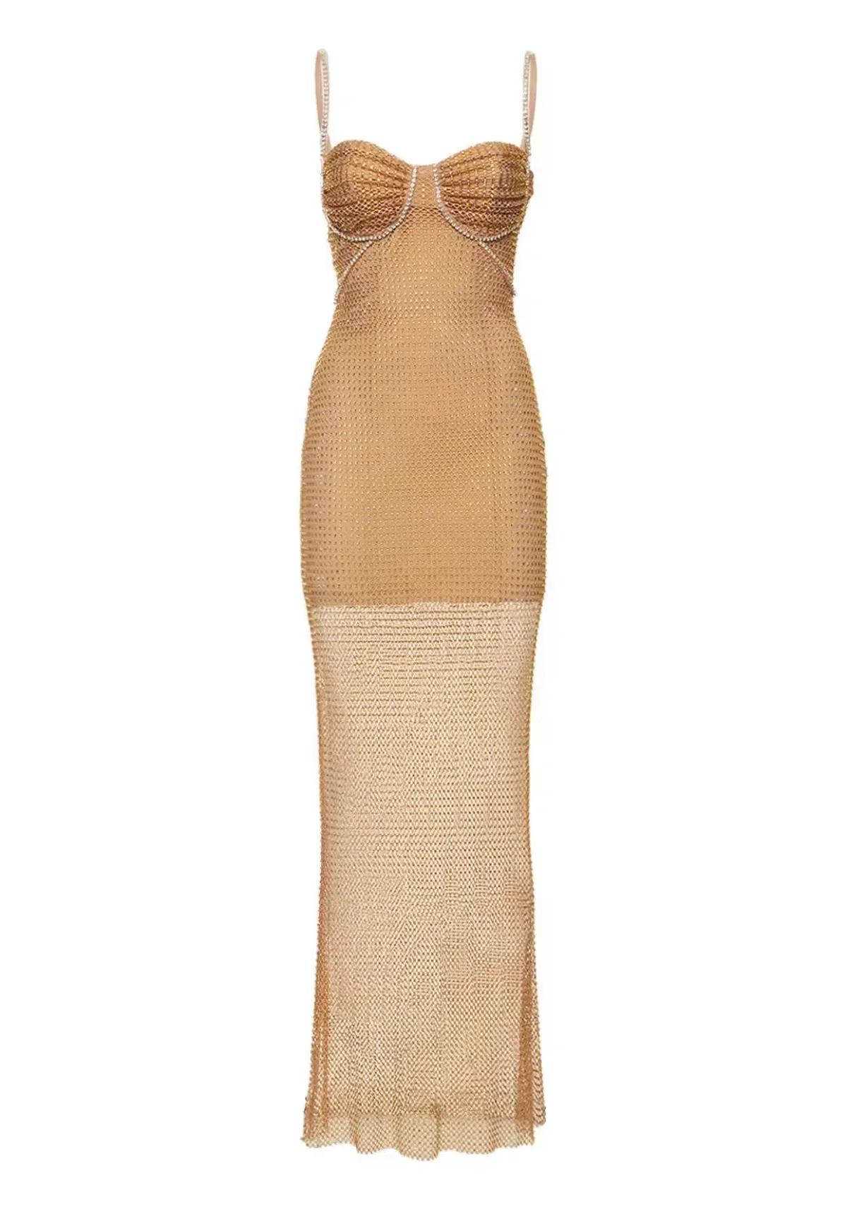 Self Portrait Hotfix Fishnet Maxi Nude Size AU 10 - Image 3