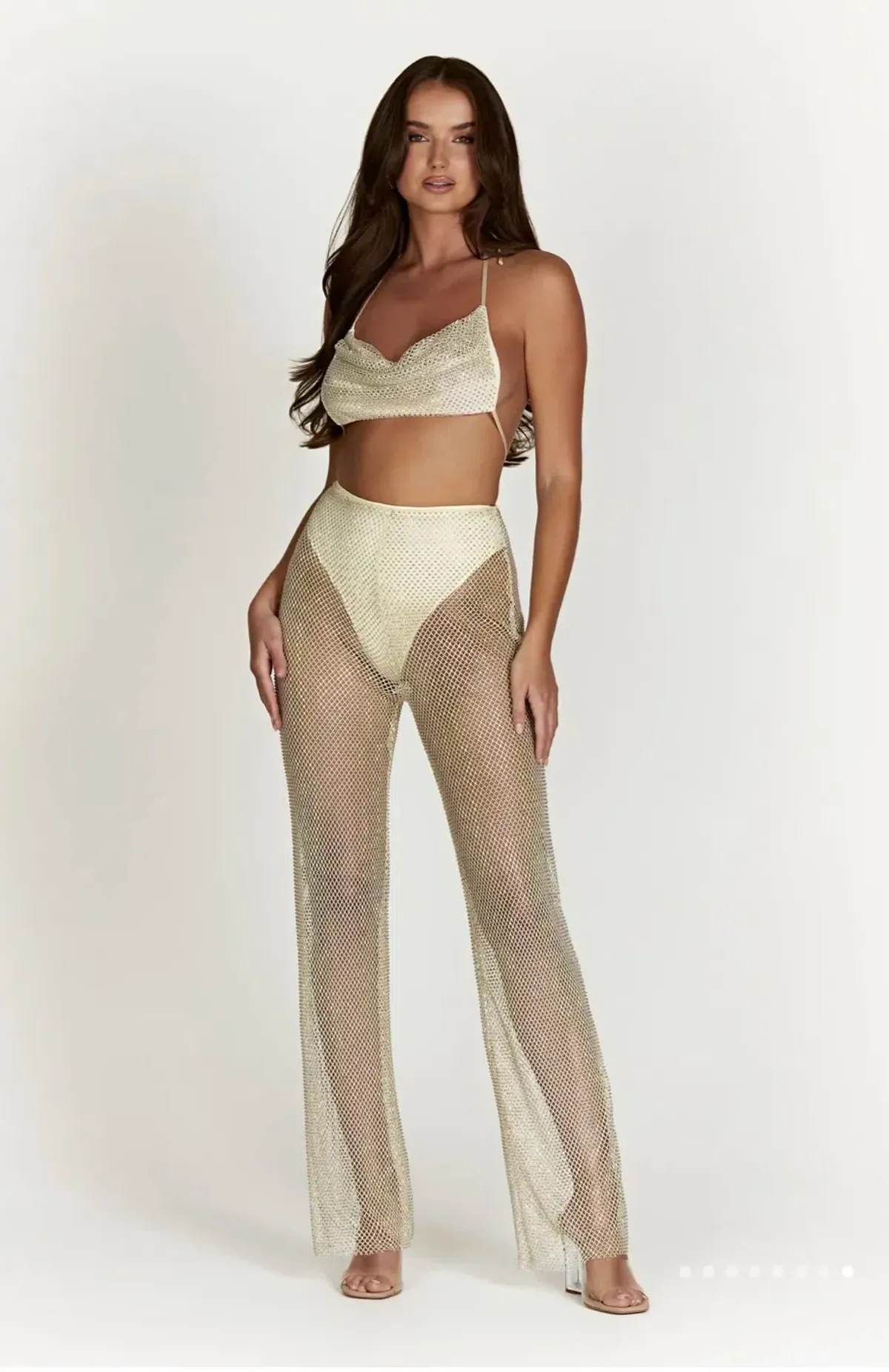 Meshki Diamond Pant Set Cream Size AU 10 - Image 1