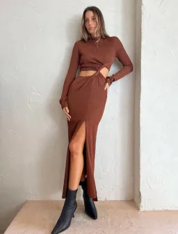 Camilla and Marc Haywood Twisted Dress in Cocoa Brown Size XS / AU 6 for rent on The Volte - image 2