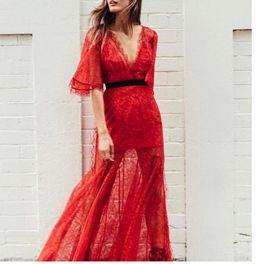 Alice McCall Look Good Feel Good Red Lace Gown Size 6 for rent on The Volte - image 1