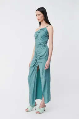 Suboo Andy Asymmetric Ruched Slip Dress Seafoam Size XS/AU 6 for rent on The Volte - image 2