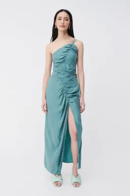 Suboo Andy Asymmetric Ruched Slip Dress Seafoam Size XS/AU 6 for rent on The Volte - image 1