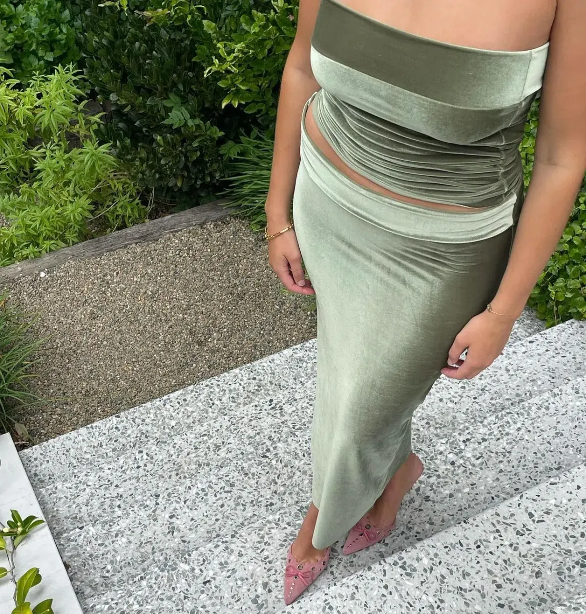 7th And York Olive Camryn Maxi Set Green Size S / AU 8 for rent on The Volte - main image
