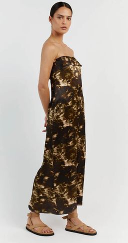 Dissh Mason Satin Tie Dye Strapless Dress Olive Size 10 / M for rent on The Volte - image 2