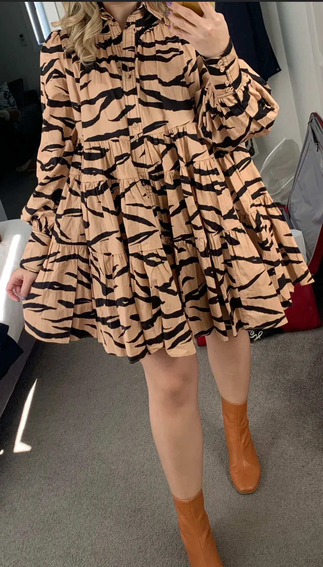 Aje Nouveau Zebra Stripe Smock Dress Print Size 6 for rent on The Volte - main image