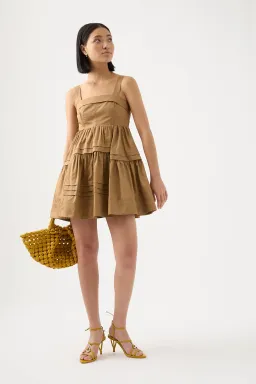 Aje Sight Bow Mini Dress Brown Size 10 for rent on The Volte - image 1
