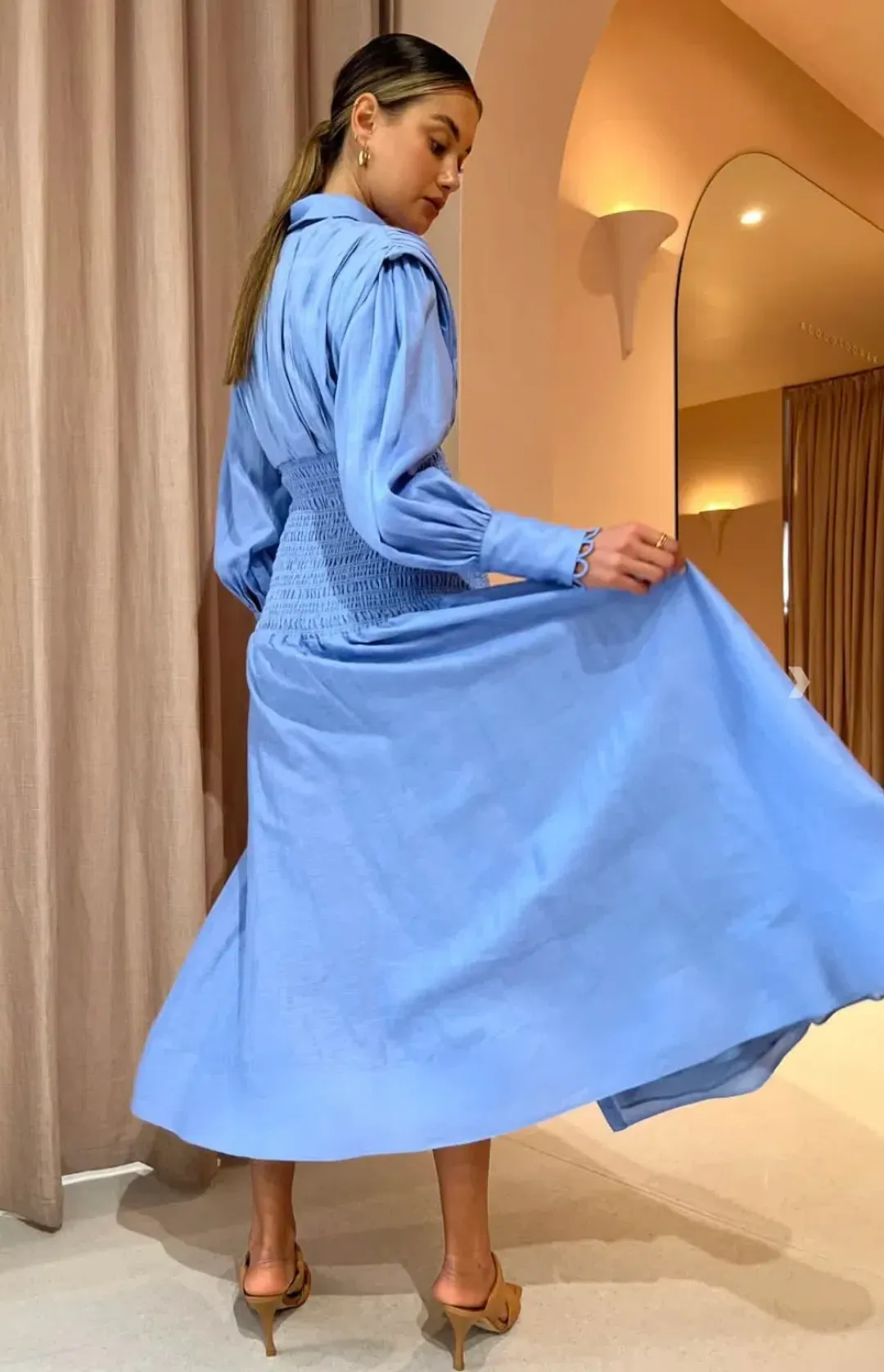 Saint Armont Contre Moi Maxi Shirt Dress Blue Size 6 for rent on The Volte - main image