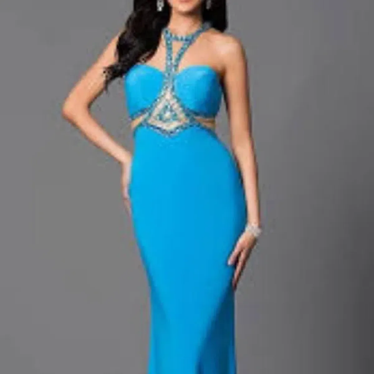 Sherri Hill 50339 Blue Beaded Size 8 - Image 1