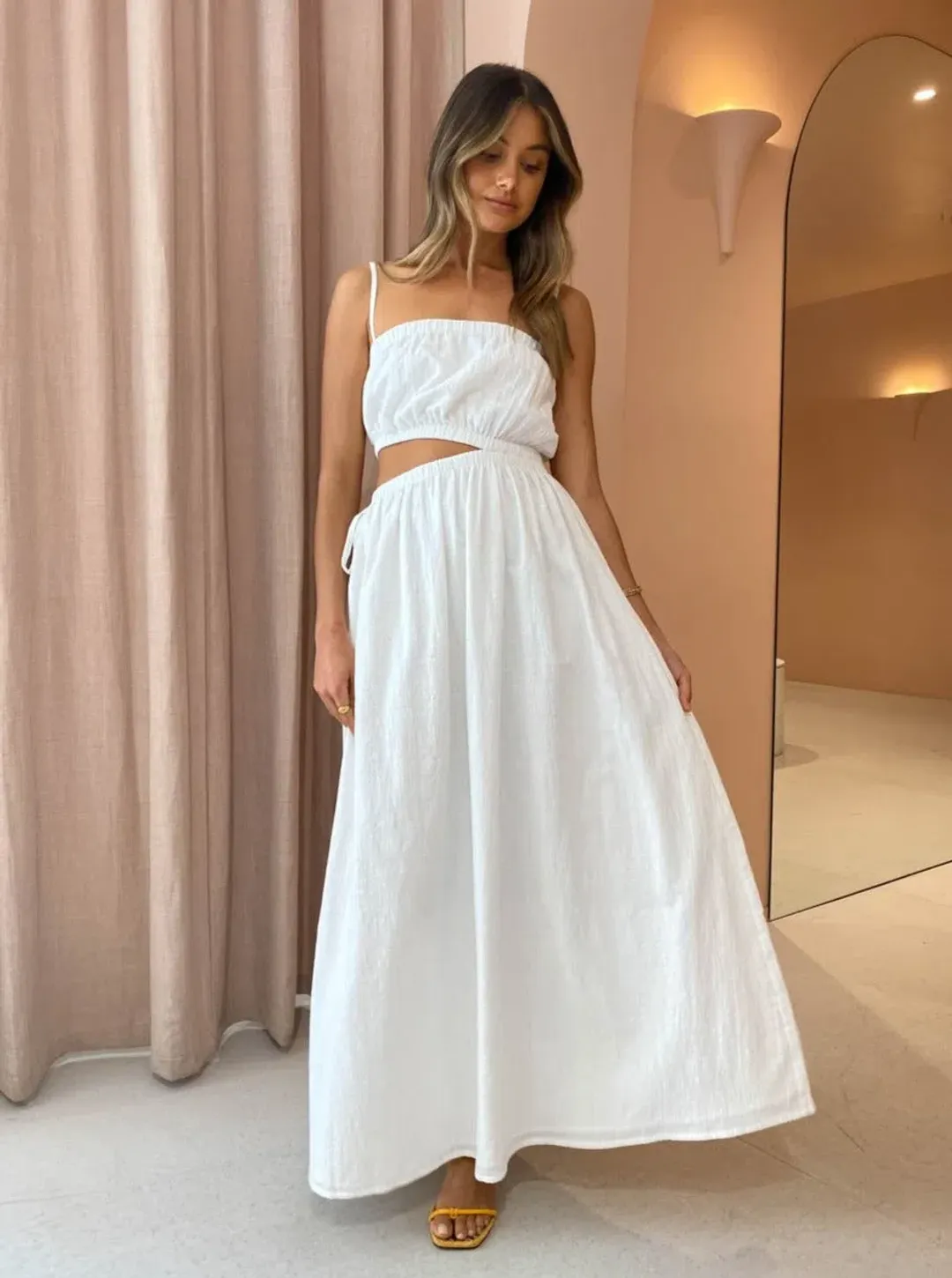 By Nicola Carnival Maxi Dress White Size 10 for rent on The Volte - main image