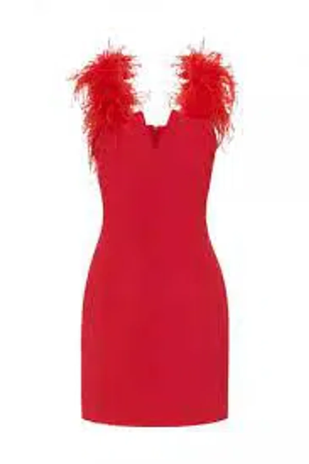 Rebecca Vallance Scarlett Feather Mini Dress Red Size AU 6 - Image 3