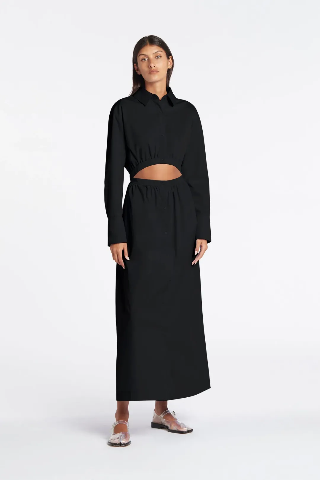 Sir The Label Ilkin Deconstructed Shirt Dress Black Size 1 / AU 8 for rent on The Volte - main image