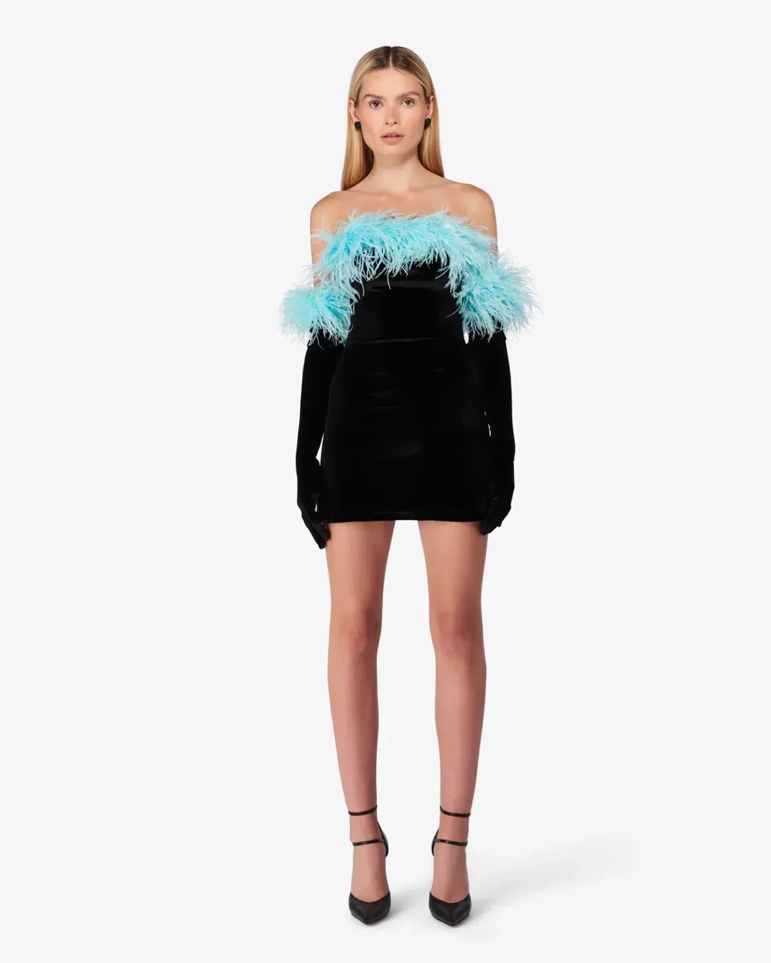 Miscreants Cupid Dress & Gloves With Feathers Black Size AU 6 for rent on The Volte - main image