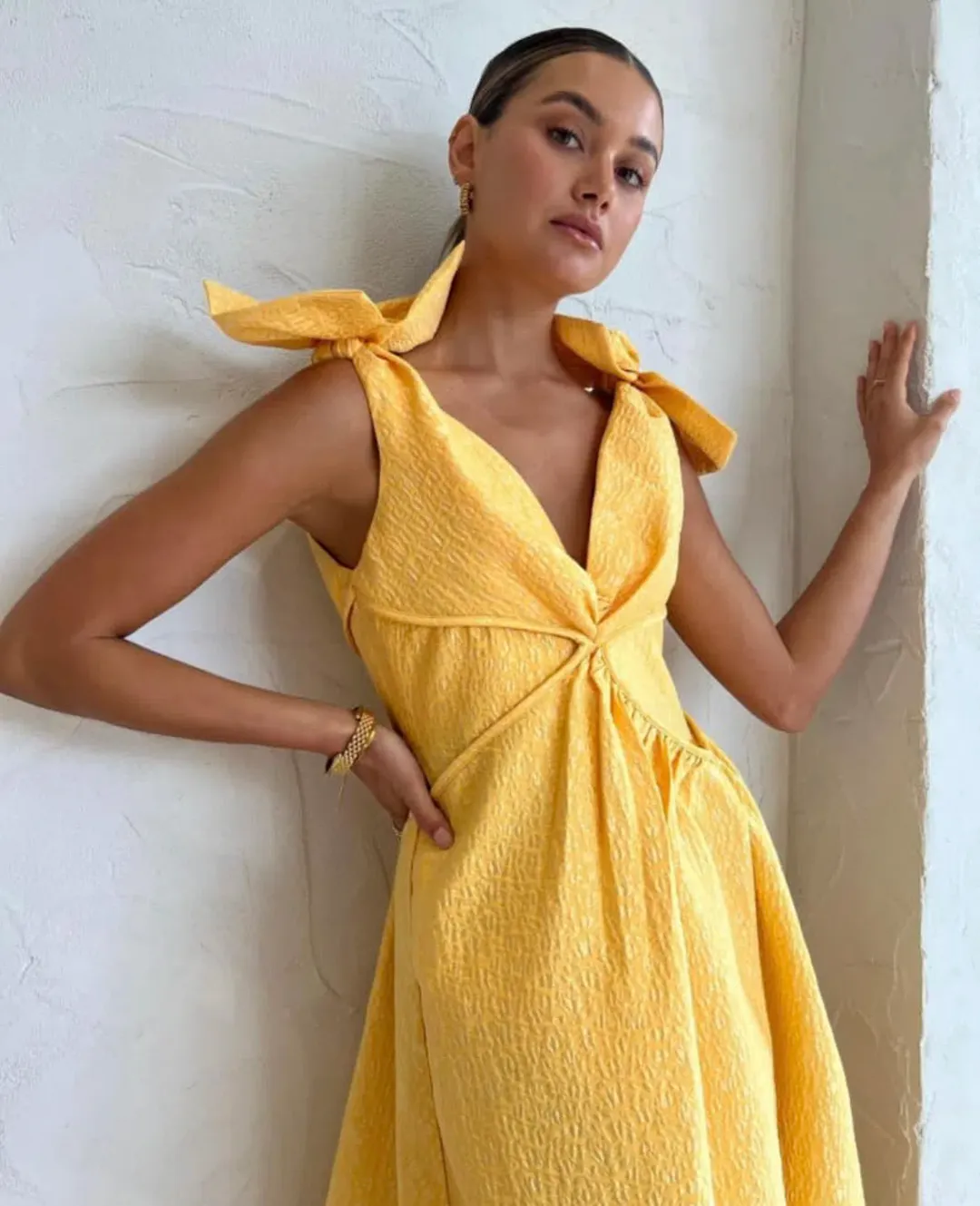 Rachel Gilbert Emiliano Gown Yellow Size AU 8 for rent on The Volte - main image