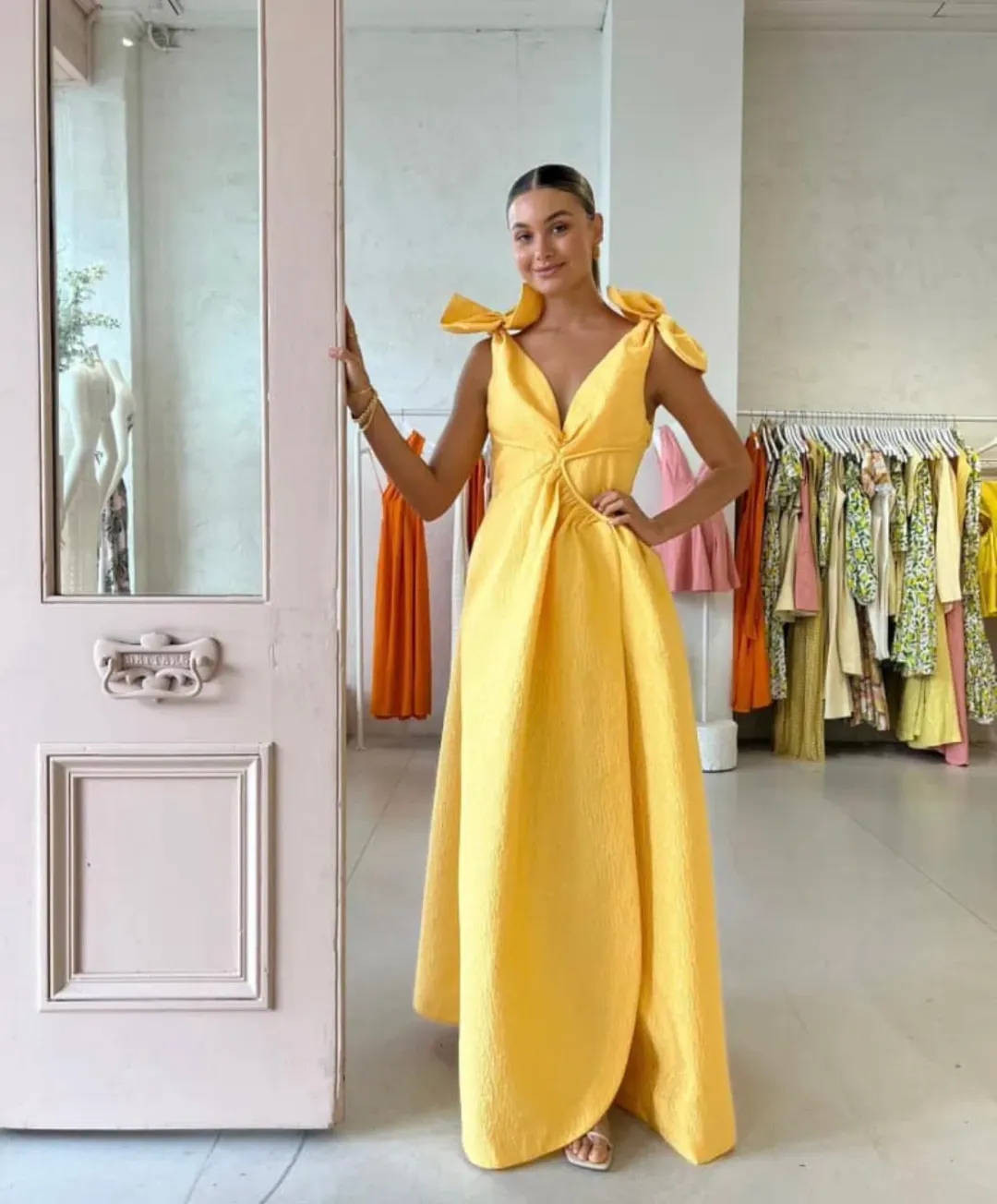 Rachel Gilbert Emiliano Gown Yellow Size AU 8 for rent on The Volte - main image