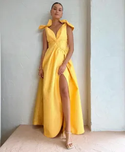 Rachel Gilbert Emiliano Gown Yellow Size AU 8 for rent on The Volte - image 1