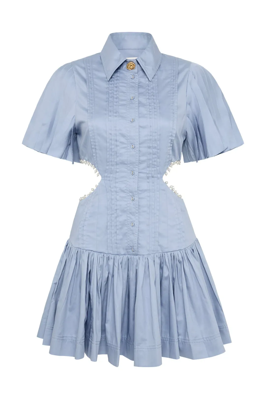 Aje Mythos Pearl Waist Mini Dress Steel Blue Size 8 for rent on The Volte - main image