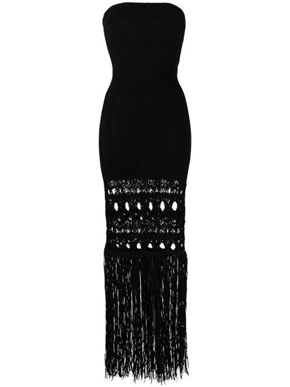 Christopher Esber Strapless Fringe Dress Black Size 8 - Image 3