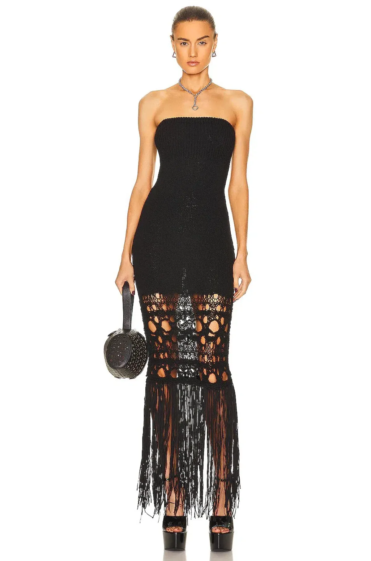 Christopher Esber Strapless Fringe Dress Black Size 8 - Image 1