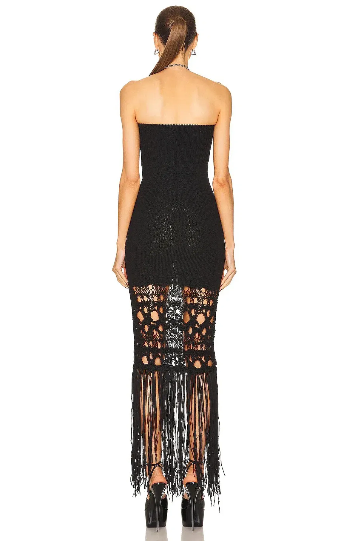 Christopher Esber Strapless Fringe Dress Black Size 8 - Image 2